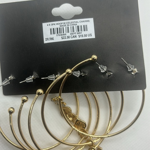 Torrid large gold plated hoop earrings crosses stars hearts new with tags - Picture 4 of 5